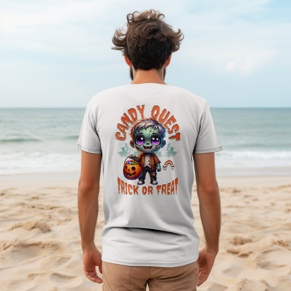 Candy quest halloween t-shirt rear design