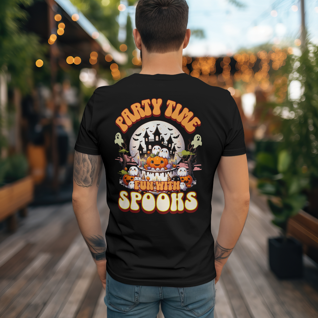 Halloween party time spooks  t-shirt rear design