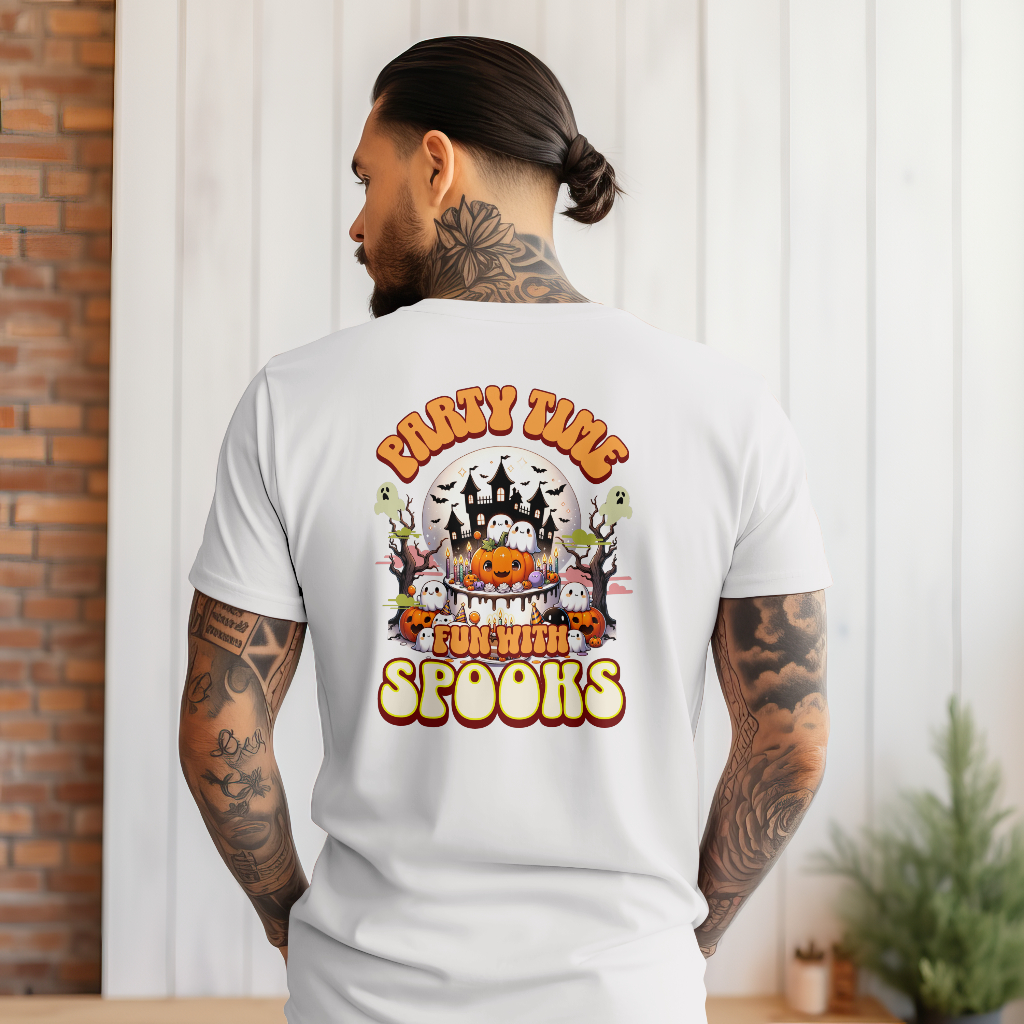 Halloween party time spooks  t-shirt rear design