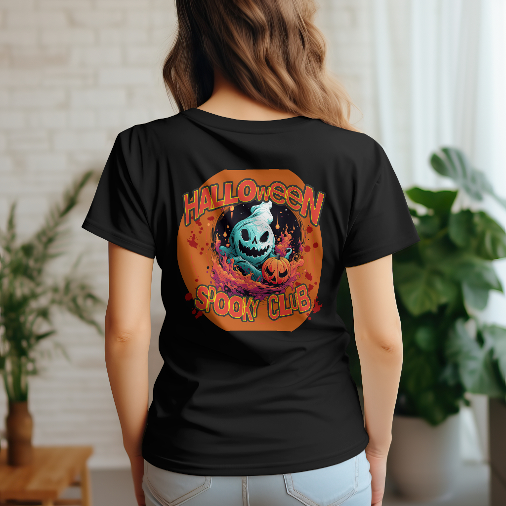 Halloween spooky club t-shirt rear design