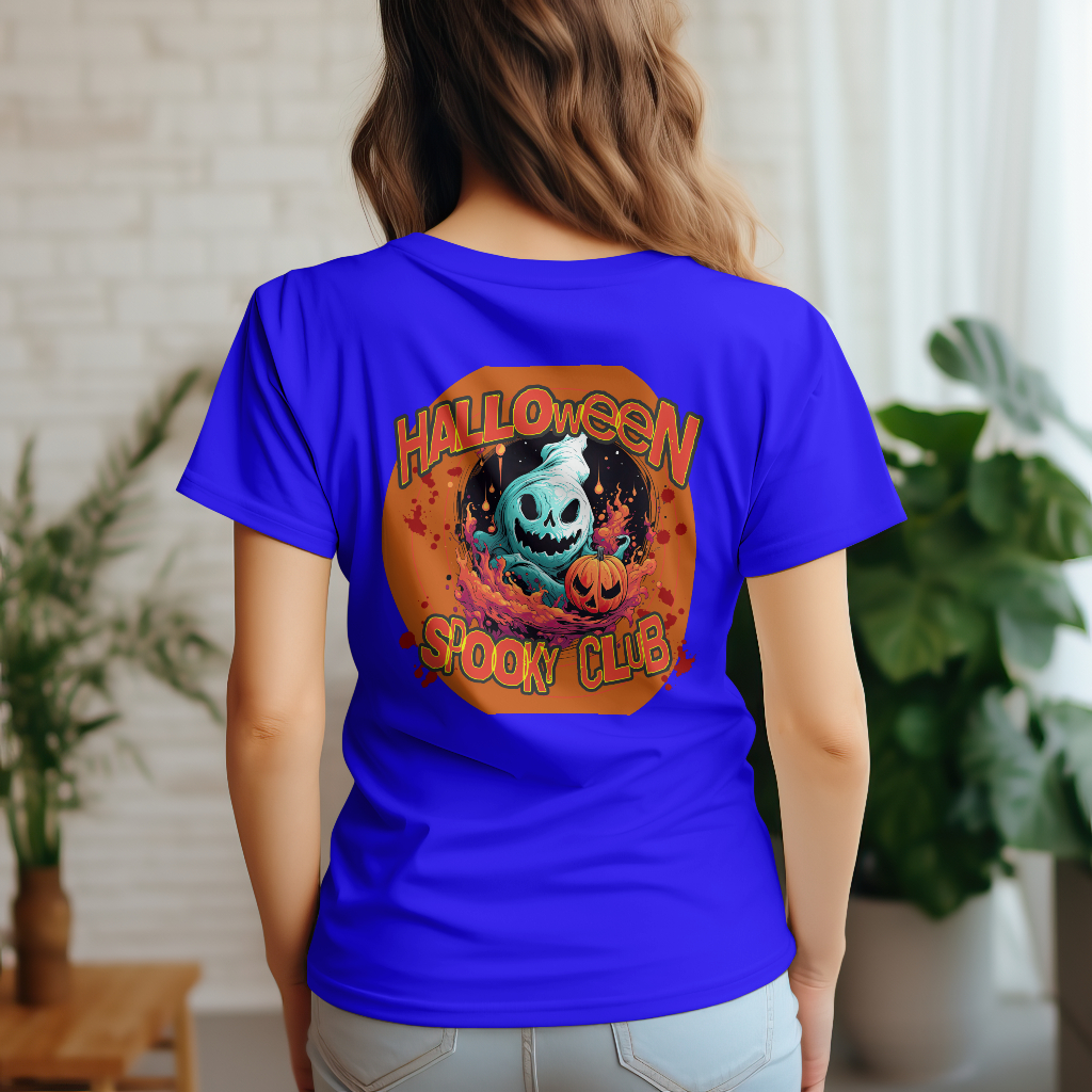 Halloween spooky club t-shirt rear design