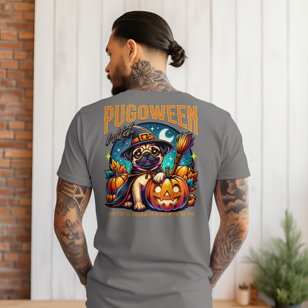 Pugoween t-shirt rear design