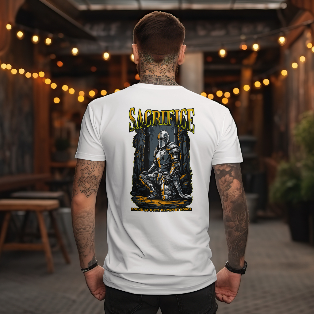 Sacrifice Knight Graphic T-Shirt rear design