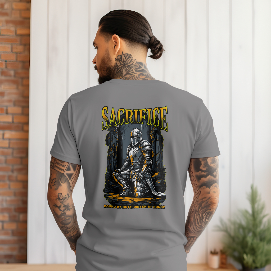 Sacrifice Knight Graphic T-Shirt rear design