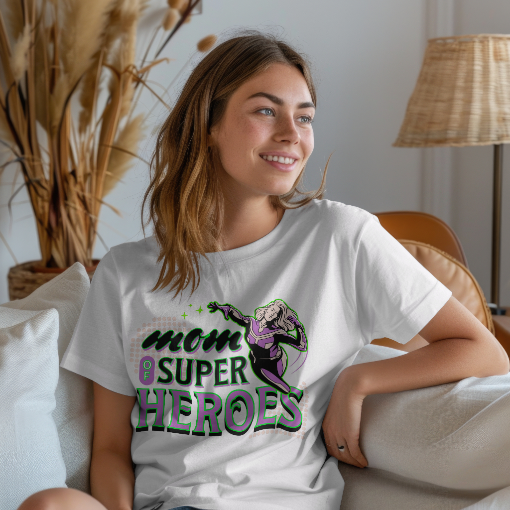 Mom Super Heroes T-shirt front design