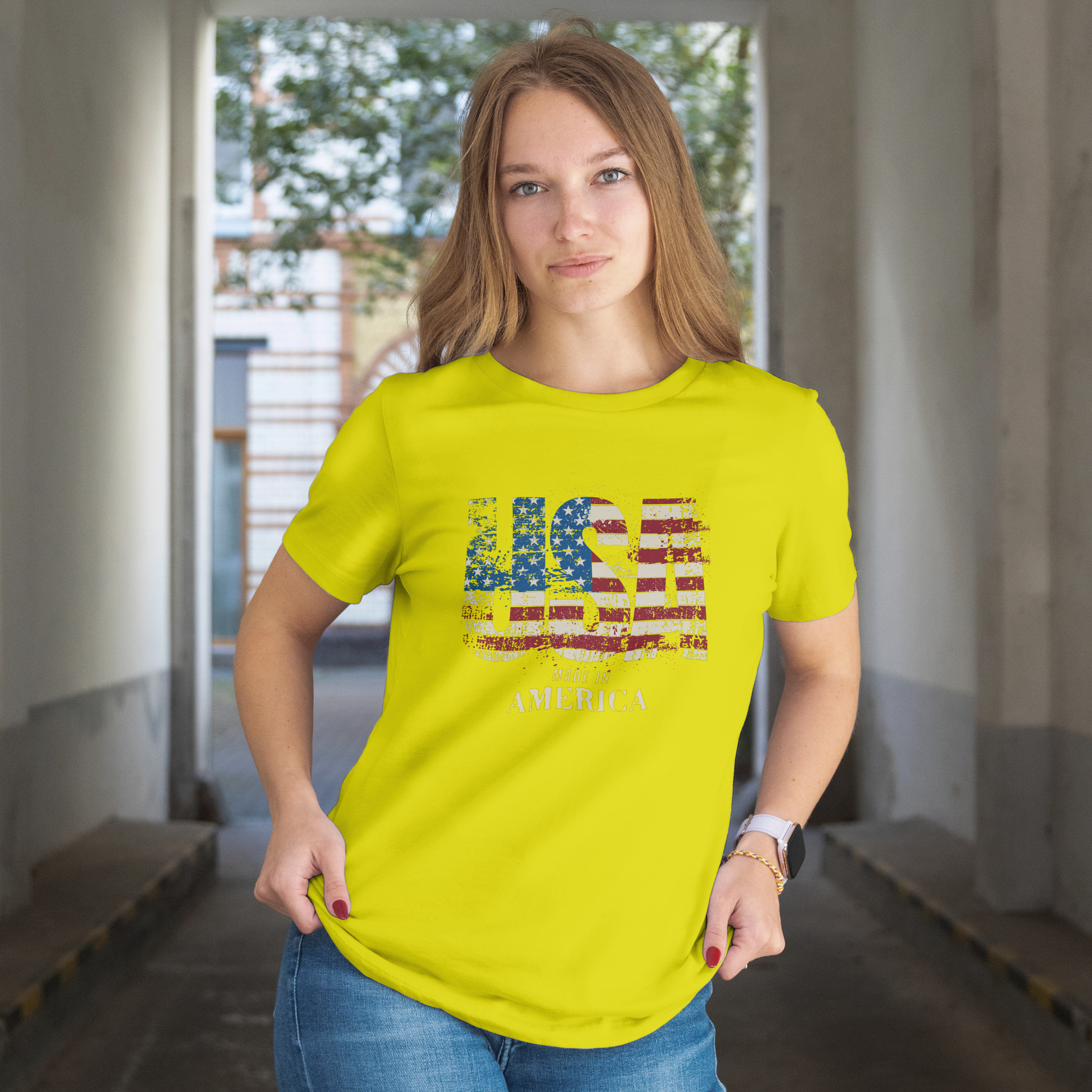 Yellow USA Flag T-Shirt