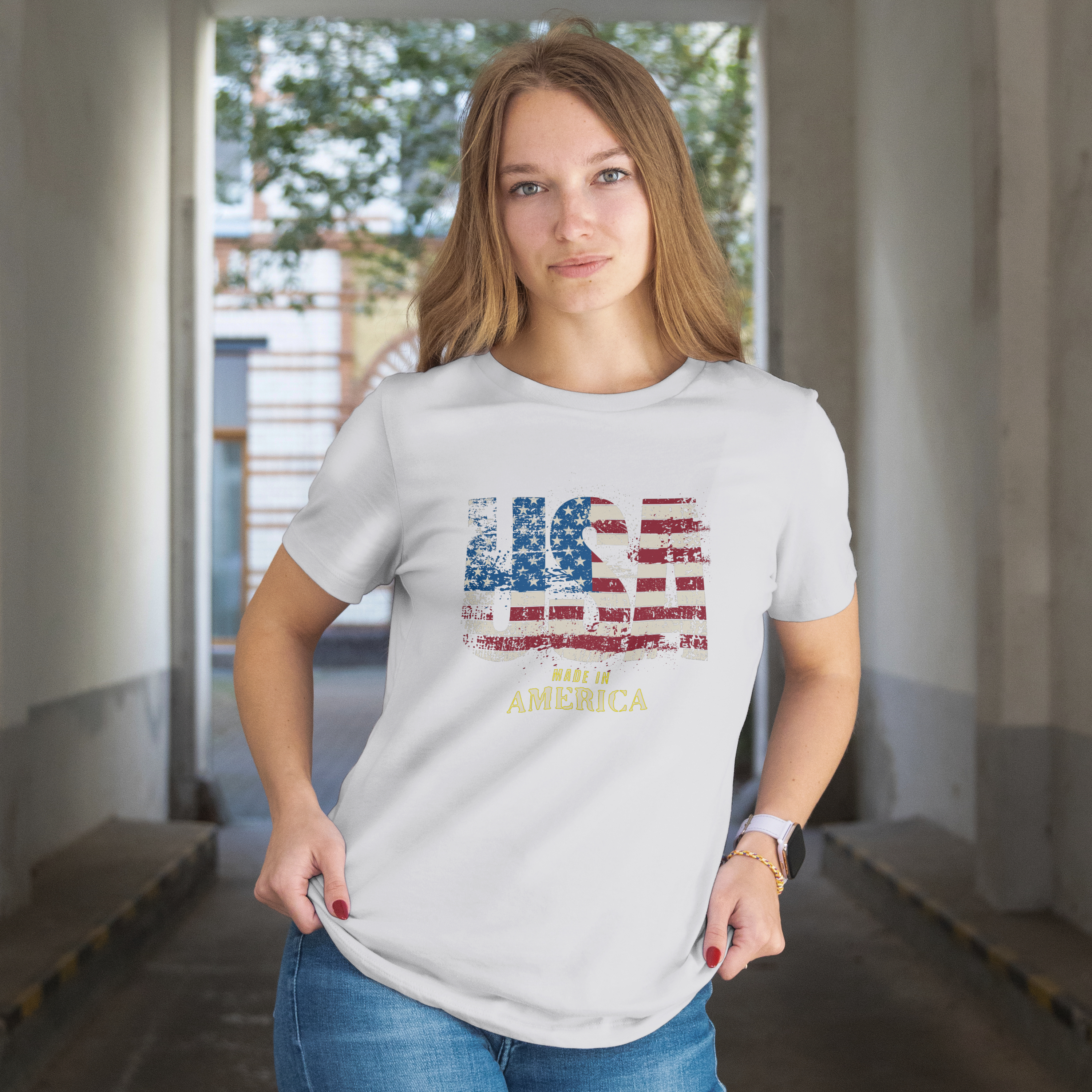 Yellow USA Flag T-Shirt