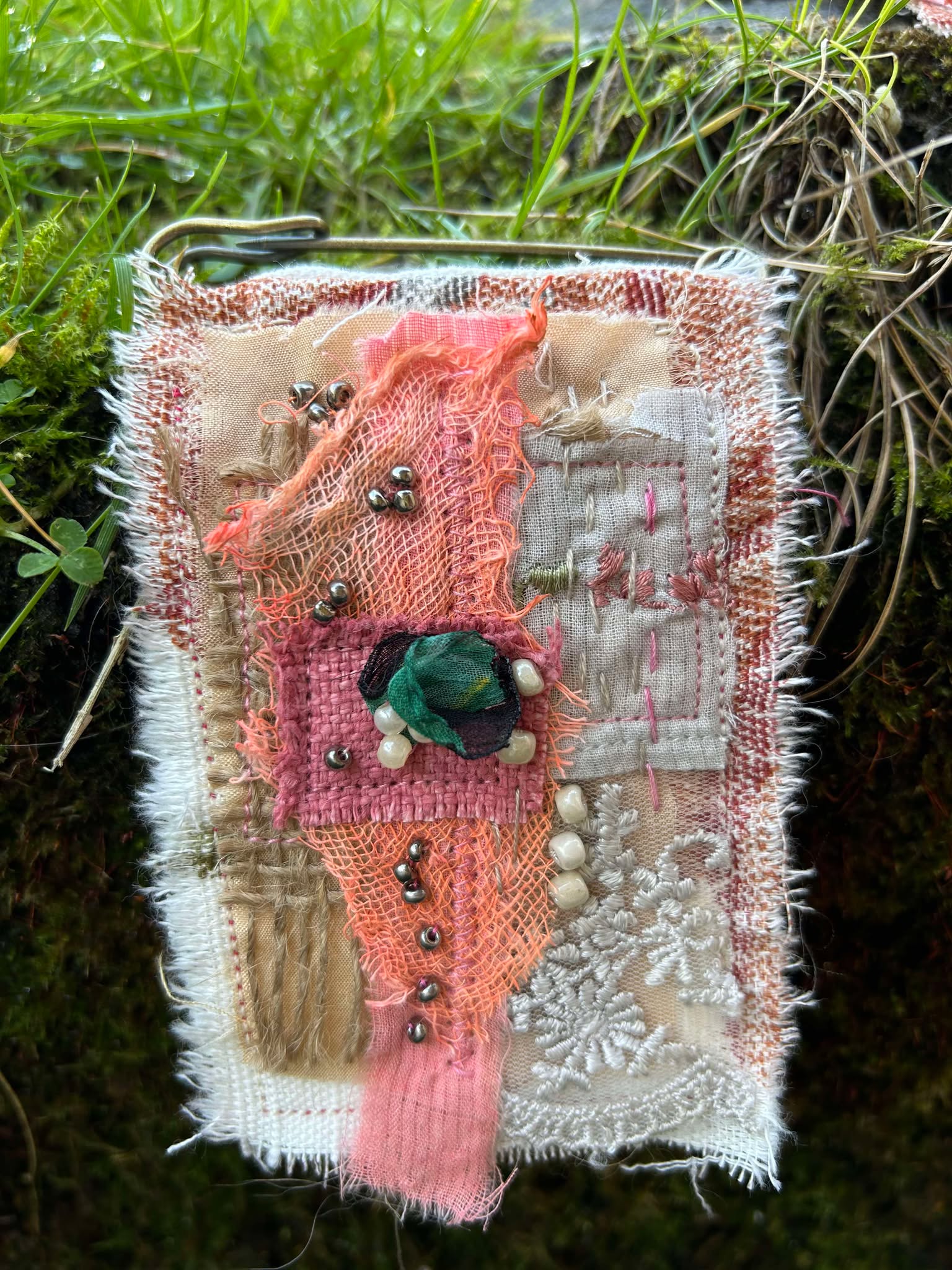 Textile Art Scarf/Hat/Bag/Lapel Pin