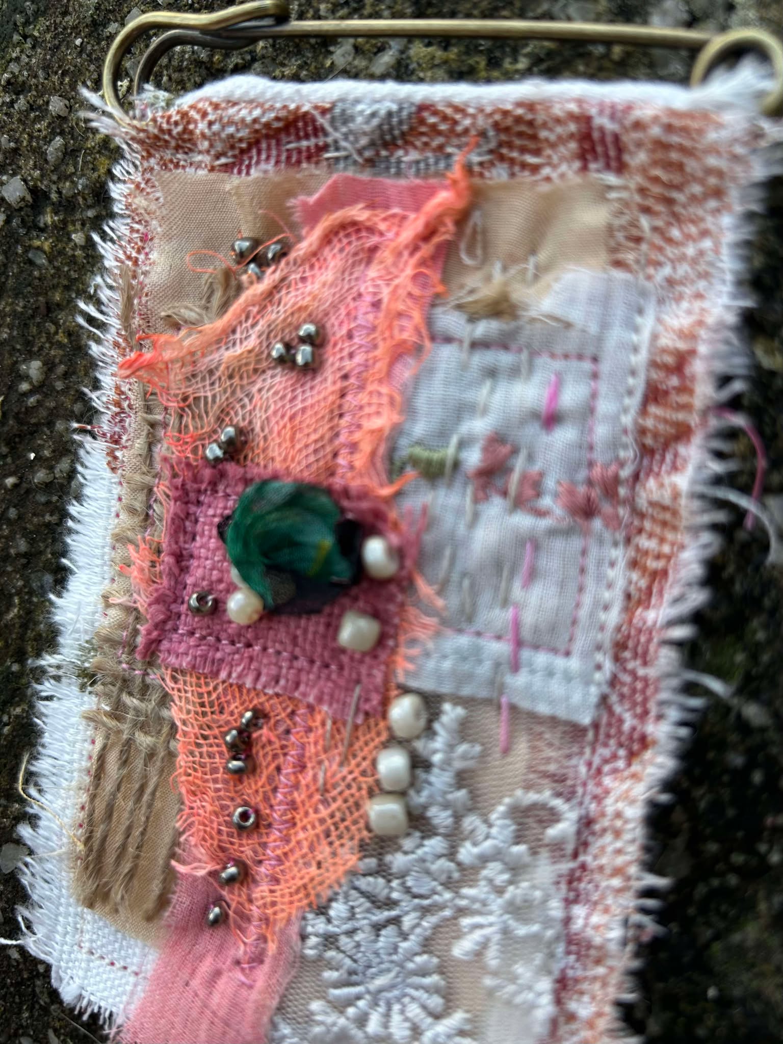 Textile Art Scarf/Hat/Bag/Lapel Pin