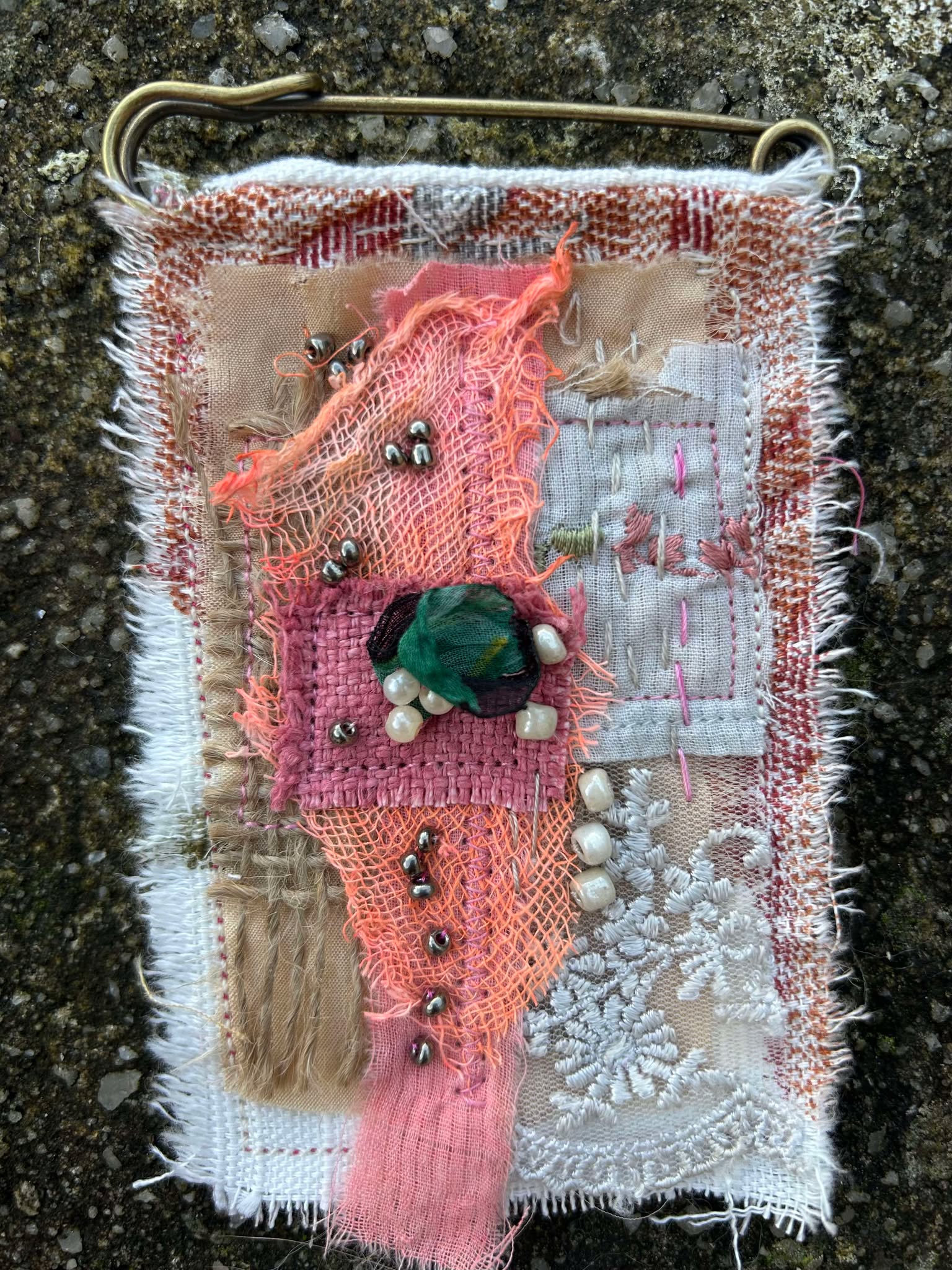 Textile Art Scarf/Hat/Bag/Lapel Pin