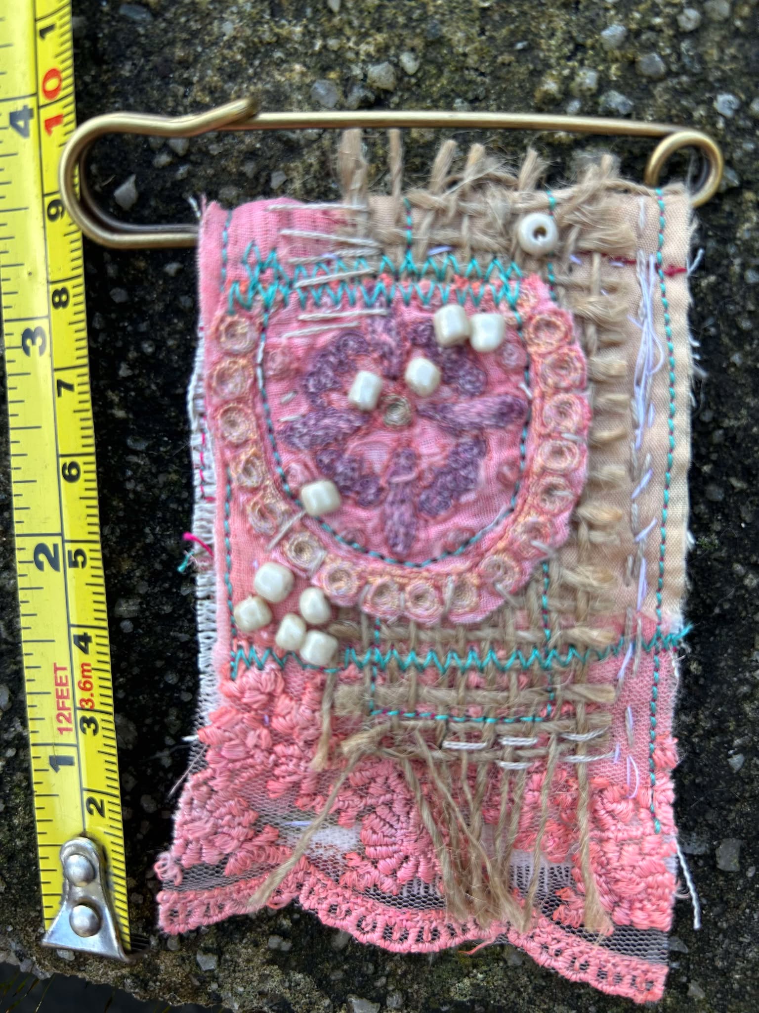 Textile Art Scarf/Hat/Bag/Lapel Pin