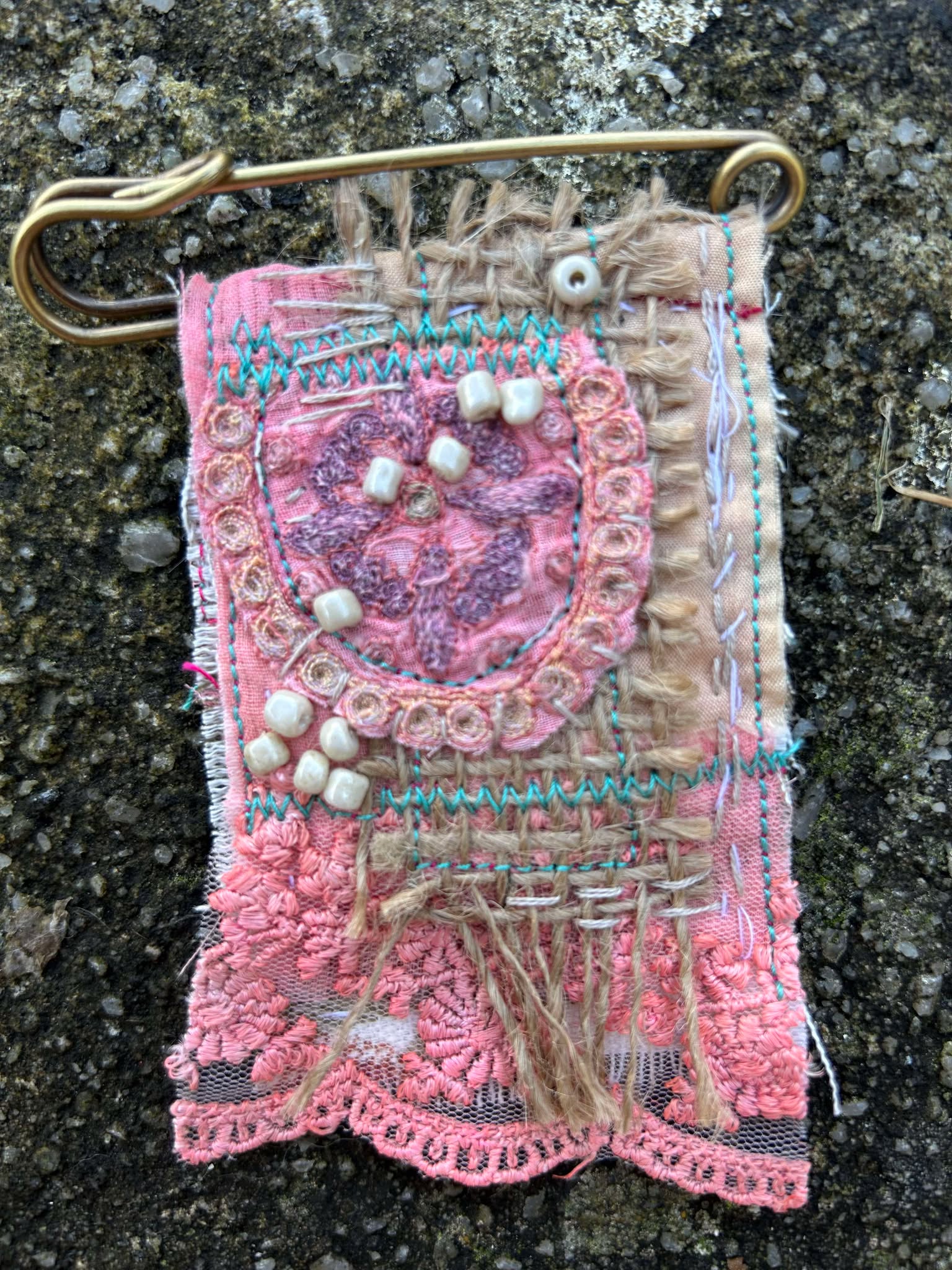 Textile Art Scarf/Hat/Bag/Lapel Pin