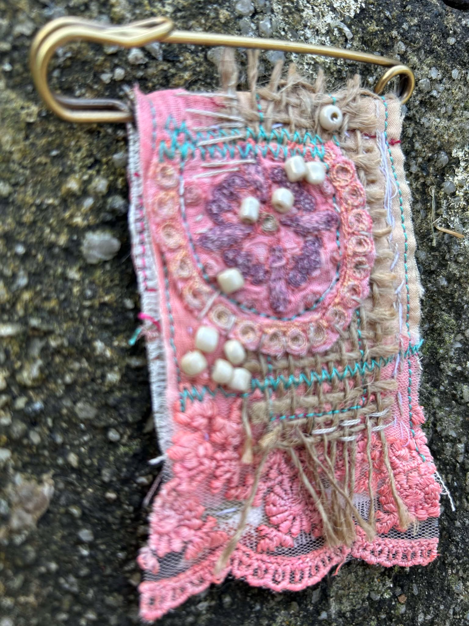 Textile Art Scarf/Hat/Bag/Lapel Pin