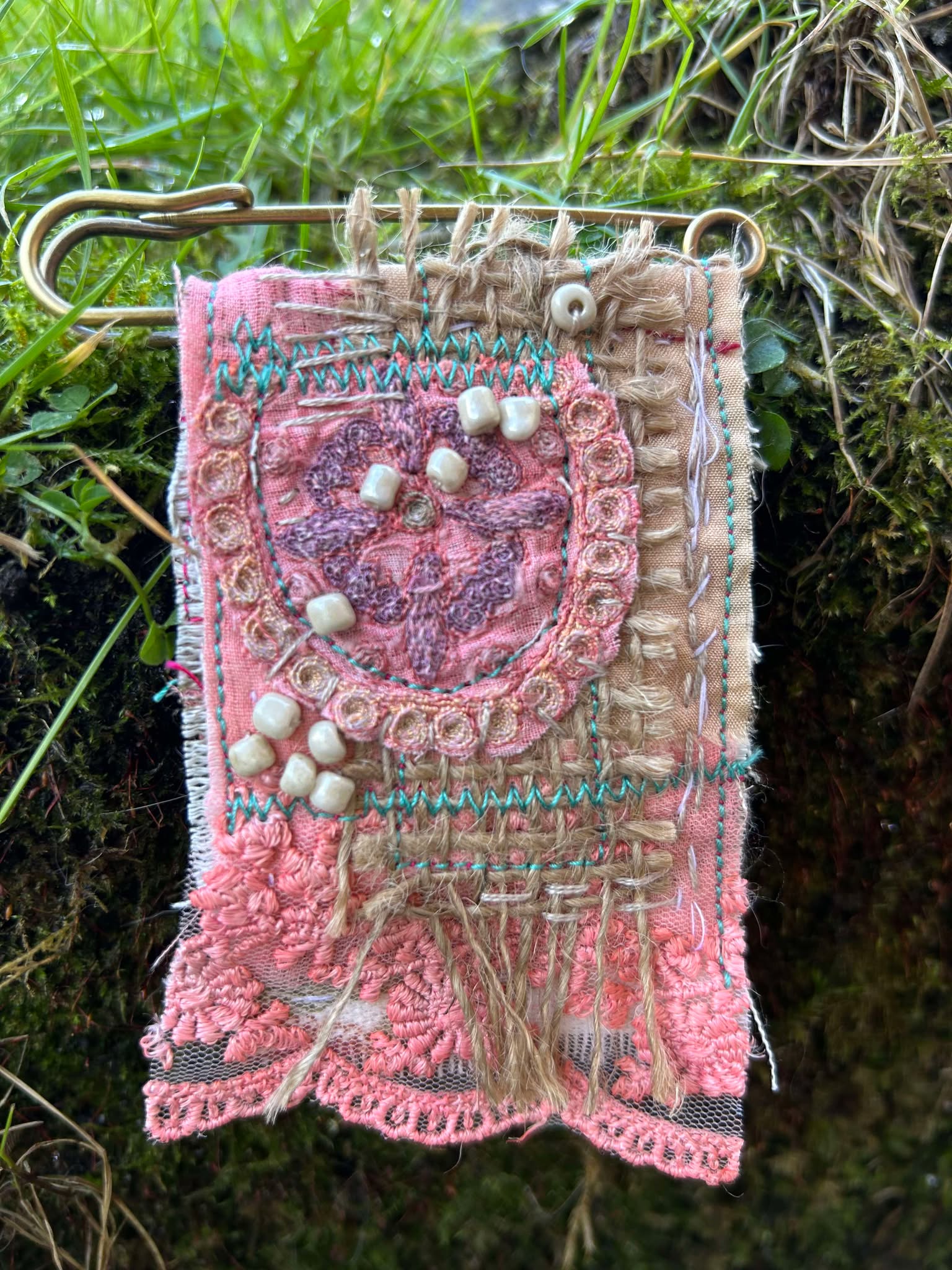 Textile Art Scarf/Hat/Bag/Lapel Pin