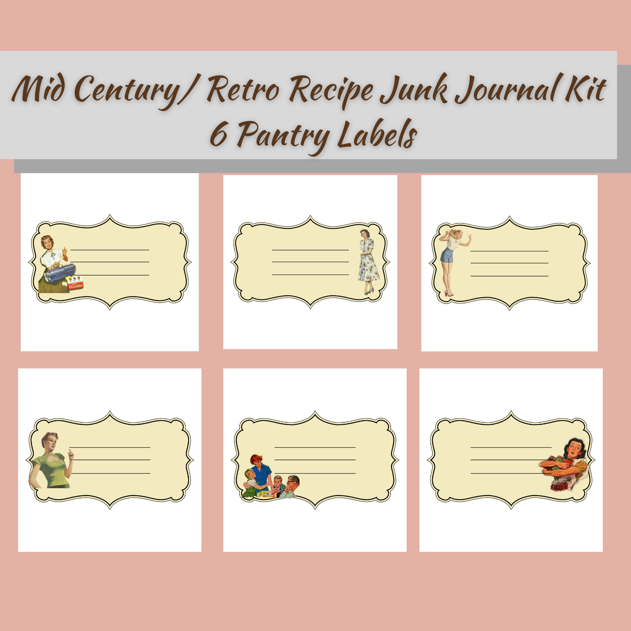 1950's Housewife Cooking Journal - Vintage Housewife Kitchen Journal Printable