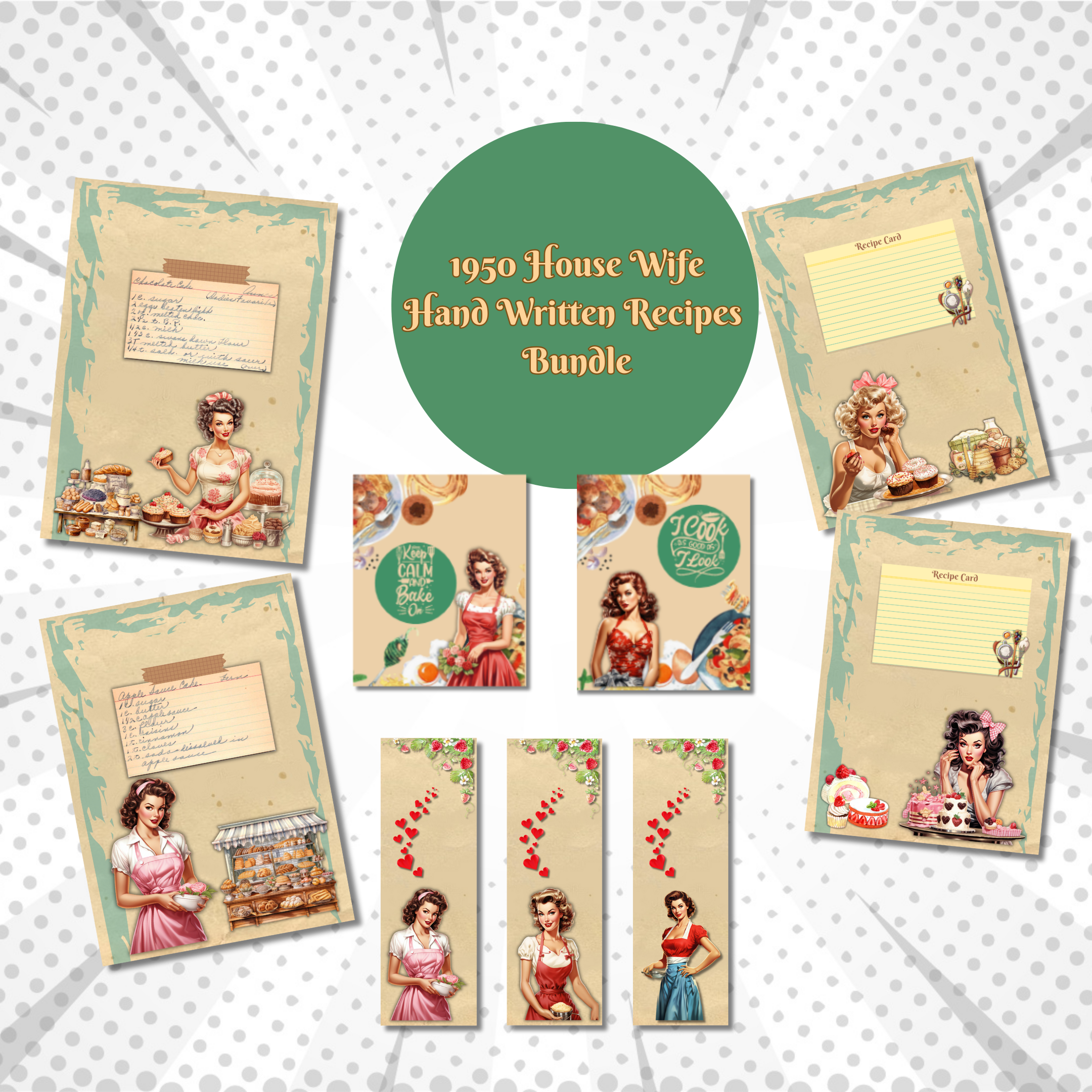 1950 Housewife Hand written Recipes Bundle