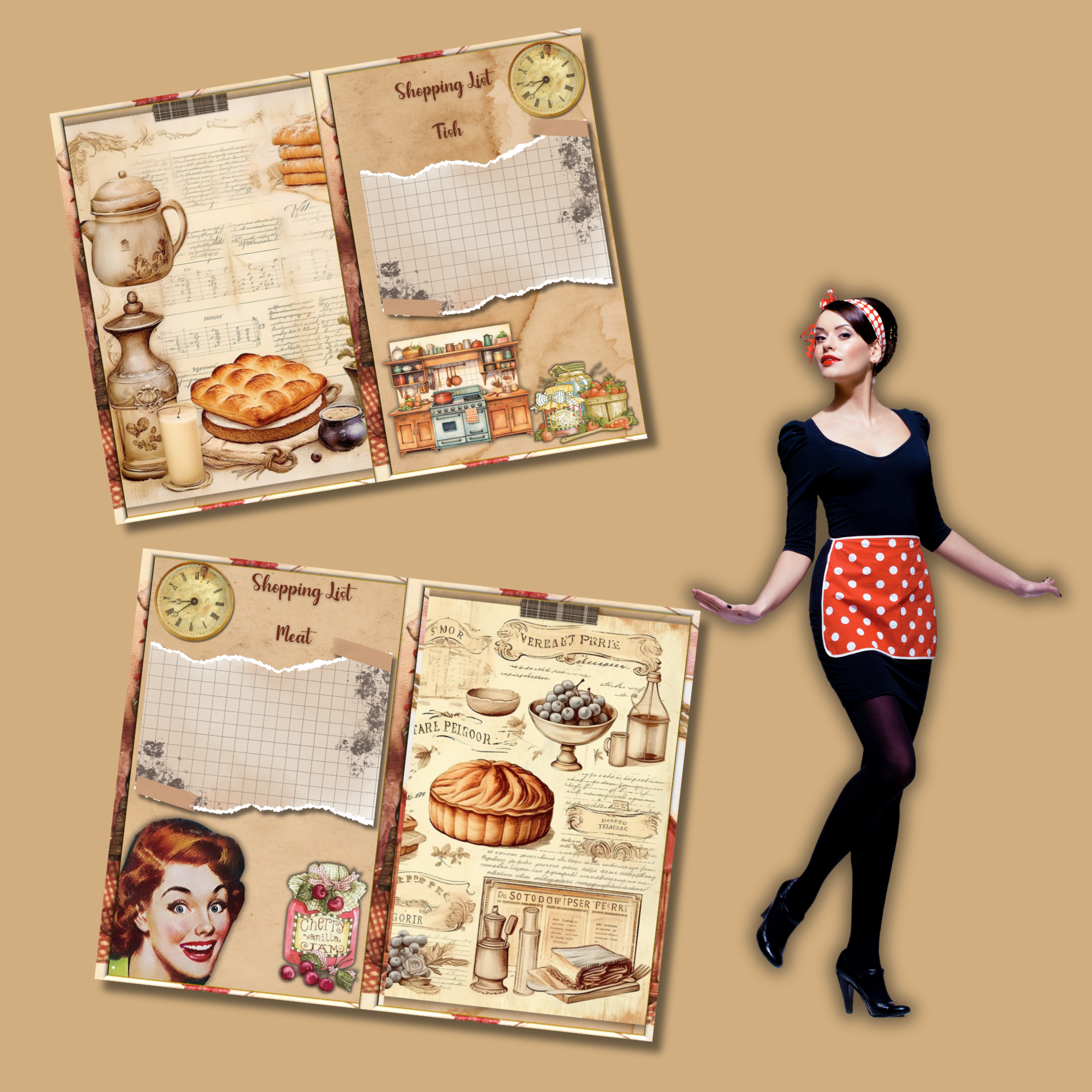 1950 Housewife Shopping List Pages | Printable PDF 
