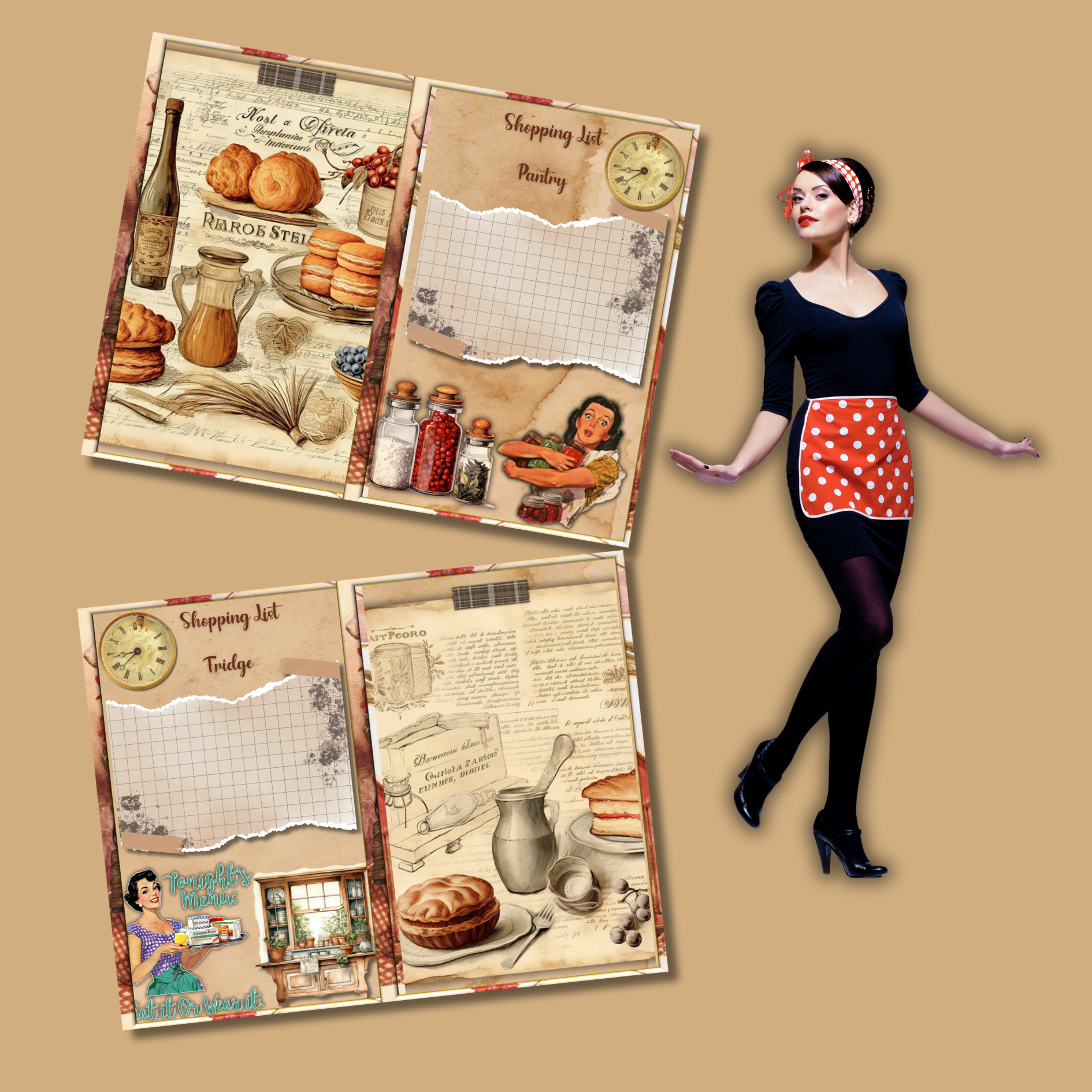1950 Housewife Shopping List Pages | Printable PDF 