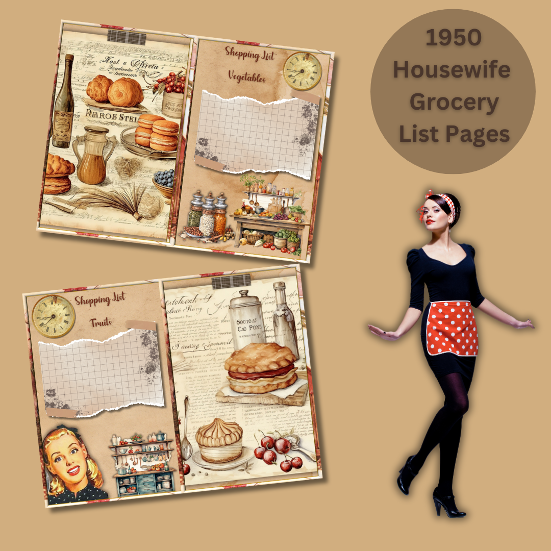 1950 Housewife Shopping List Pages | Printable PDF 