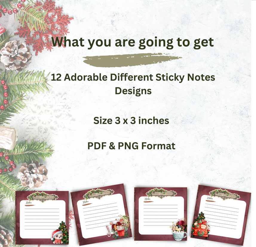 Christmas Gnomes Sticky Notes Set Printable PDF and PNG 