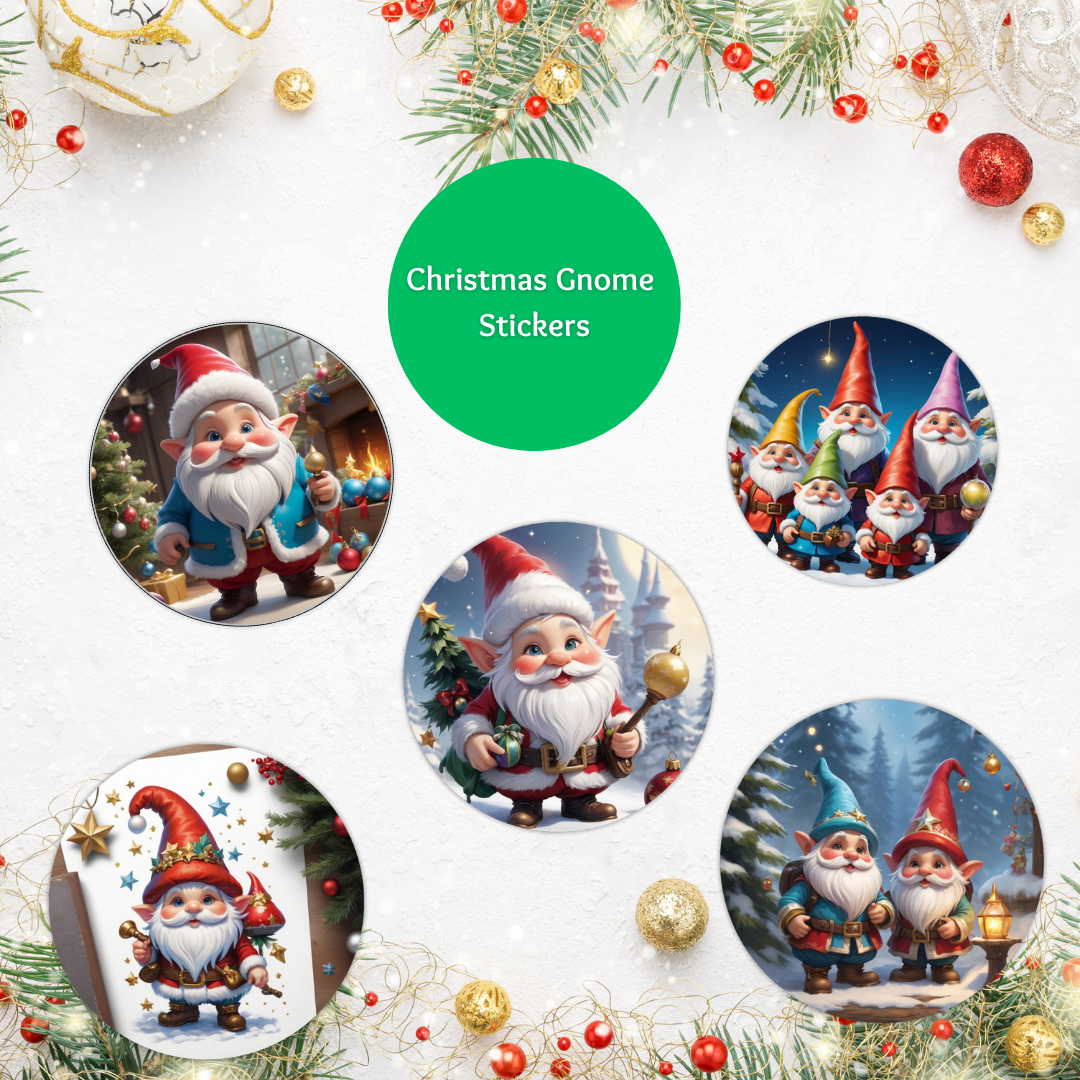 Printable Christmas Gnome Stickers | Enchanting Christmas Gnome Decor PDF