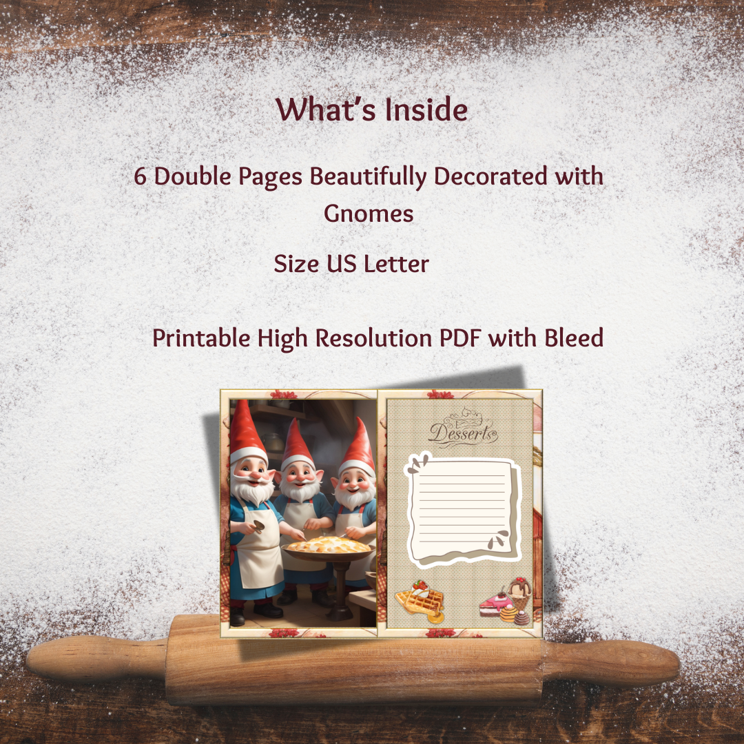 Baking Gnome Junk Journal Pages Printable PDF