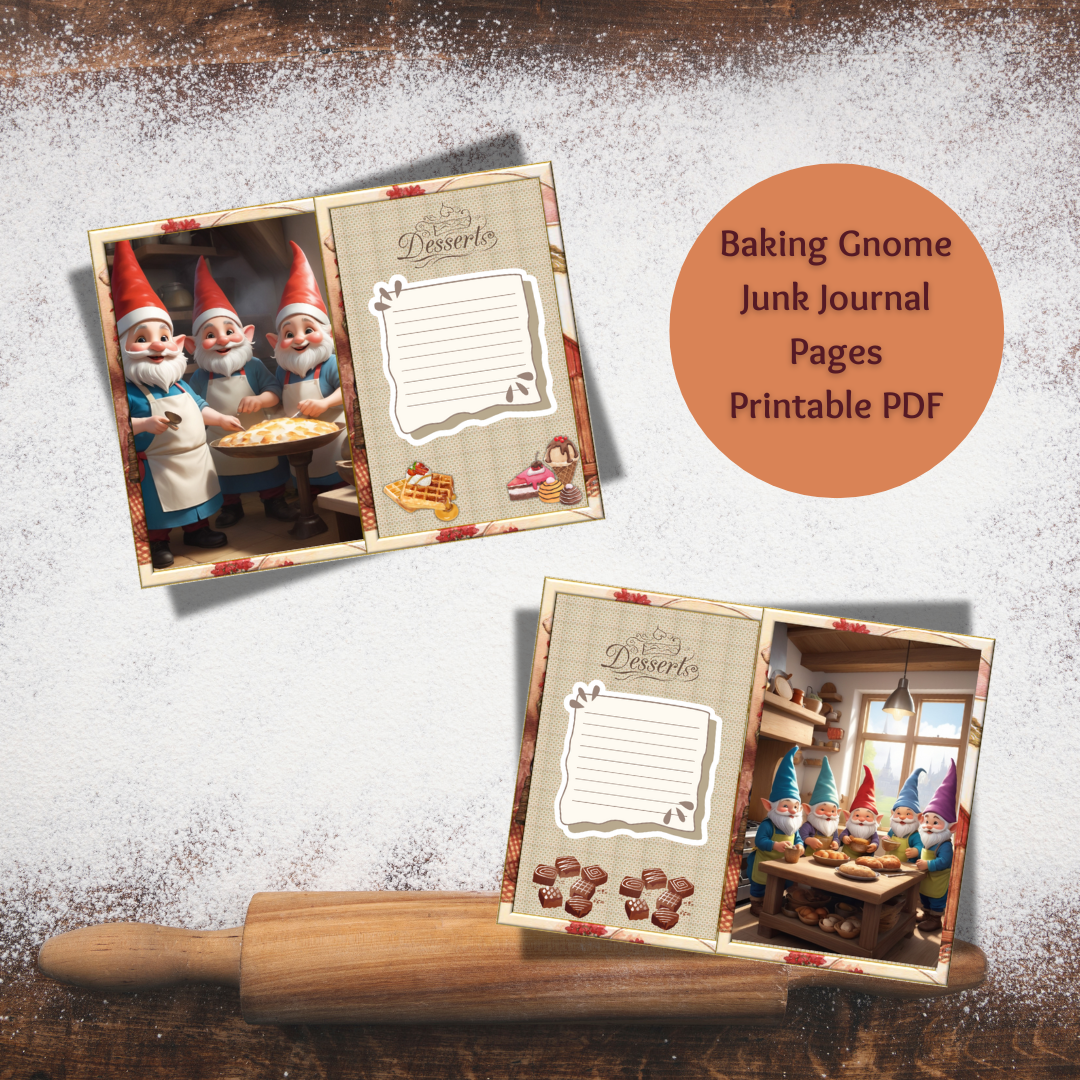 Baking Gnome Junk Journal Pages Printable PDF