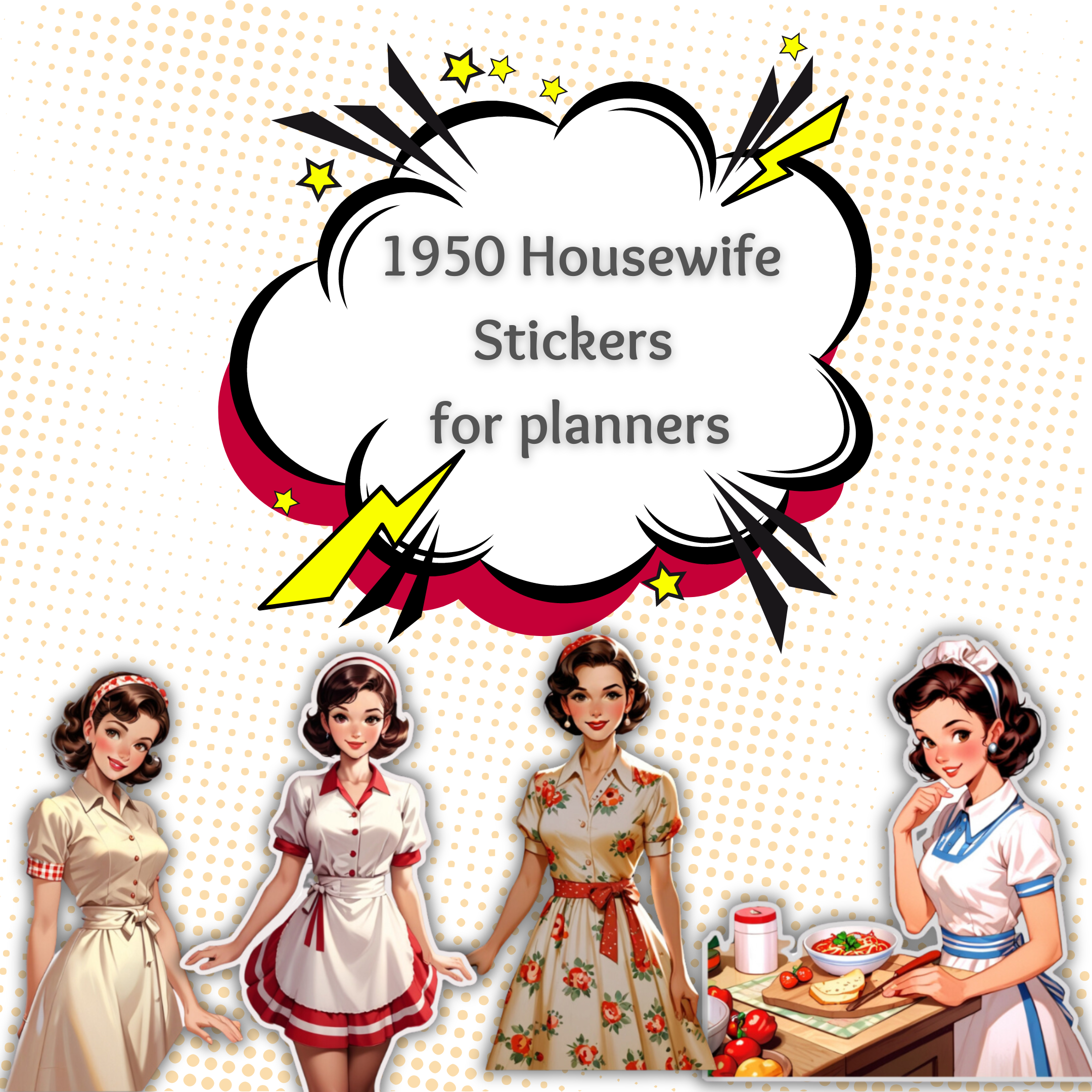 1950 Housewife Stickers for Planners 