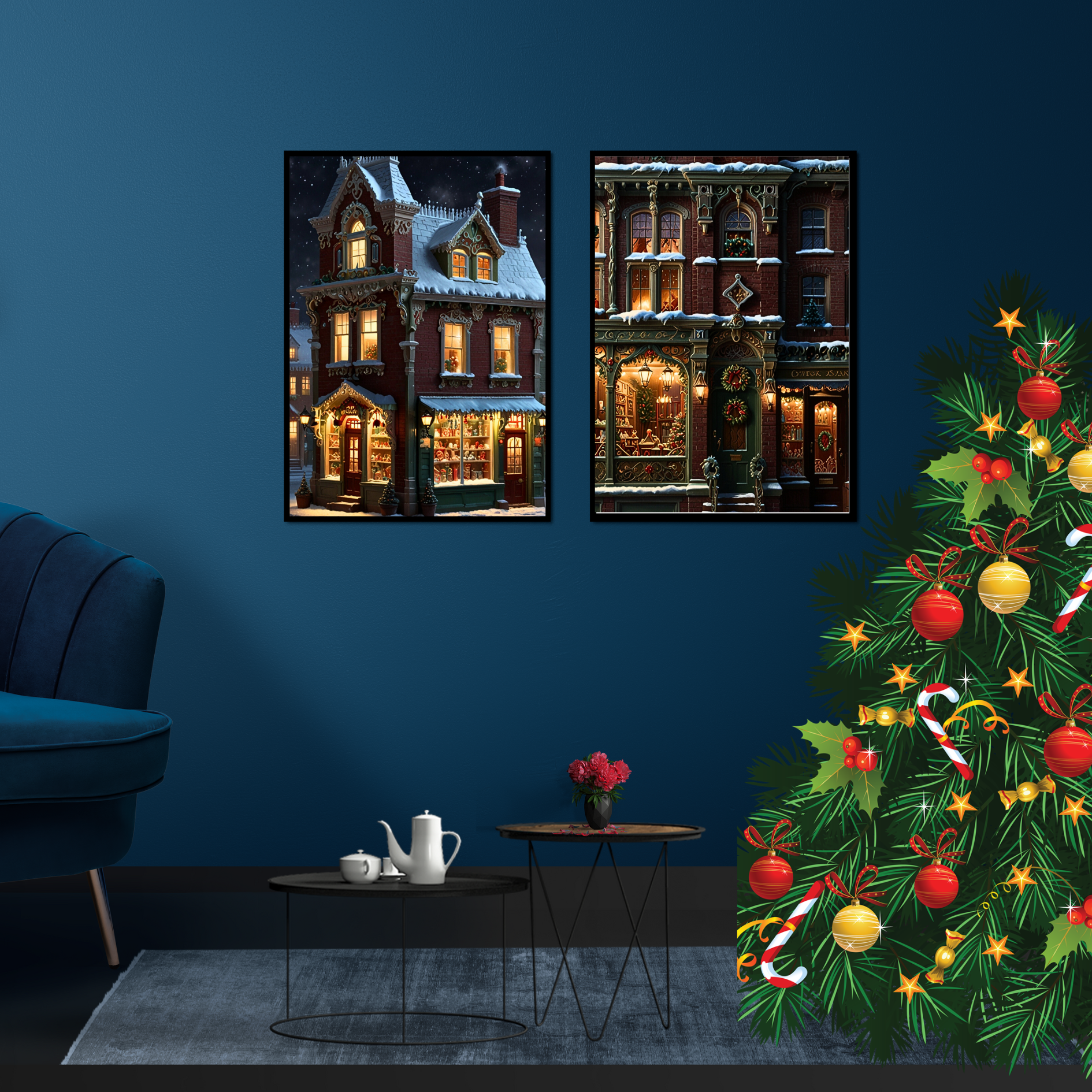 Victorian Christmas Magic: Exclusive Old Toy Shop Wall Art Set 