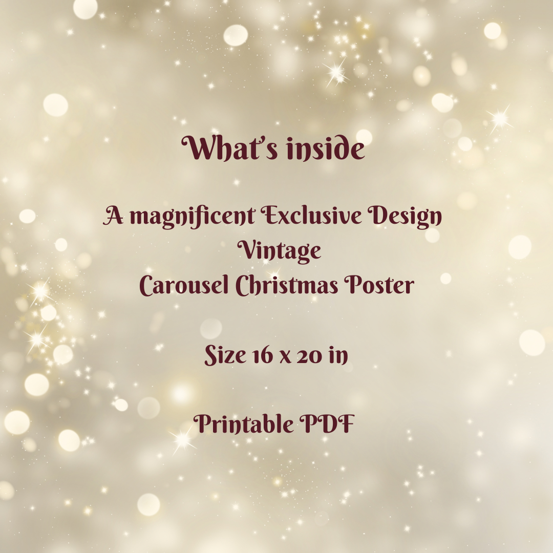 Christmas Carousel Vintage Wall Art 16 X 20 in 