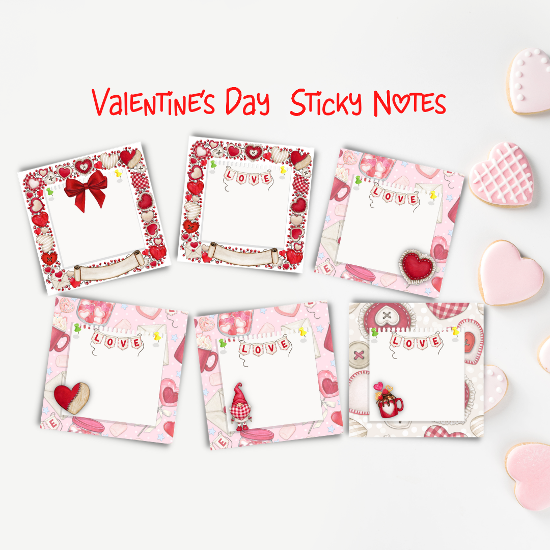 Valentine's Day Sticky Notes Printable PDF 