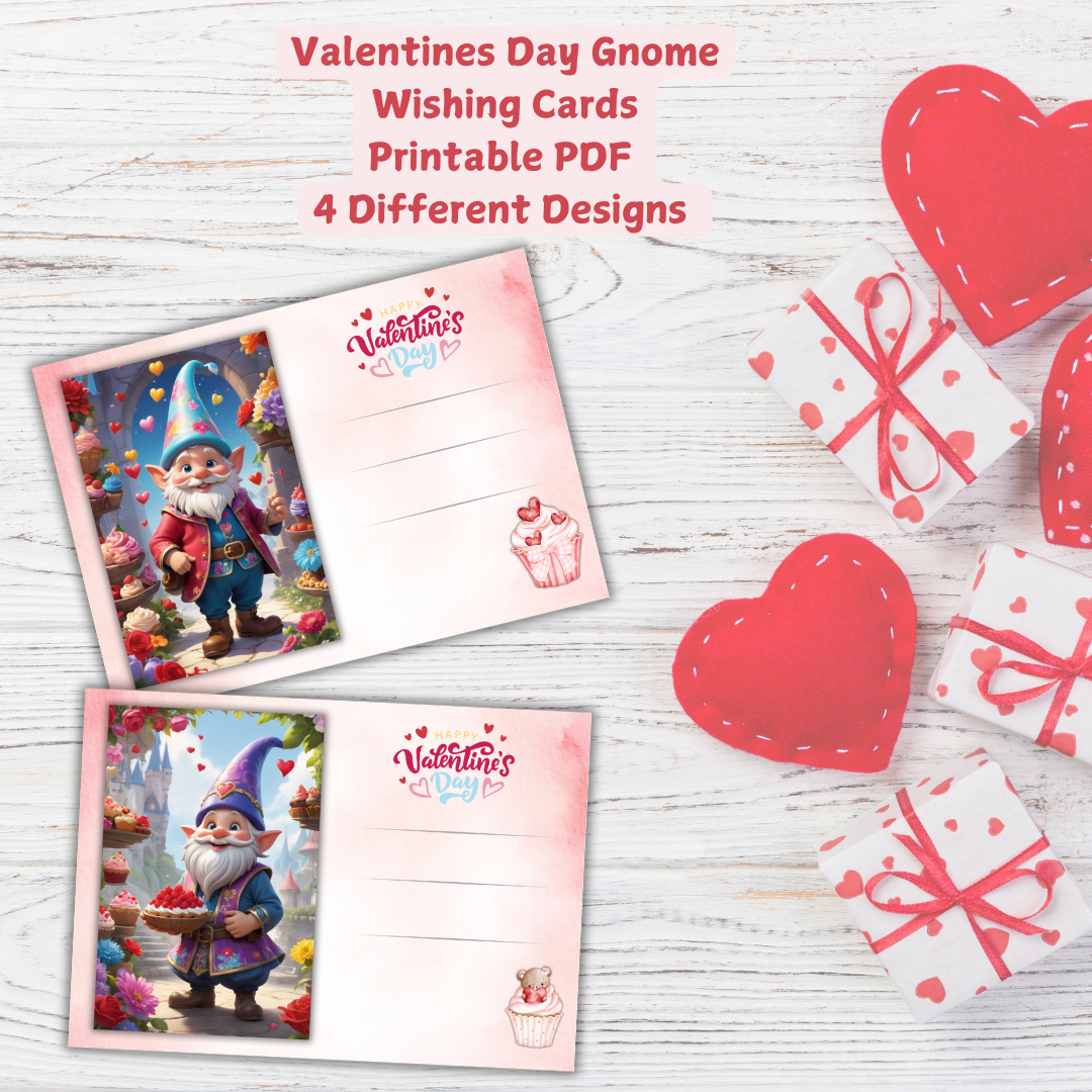 Valentine’s Day Gnome Wishing Cards – Printable High-Quality PDF