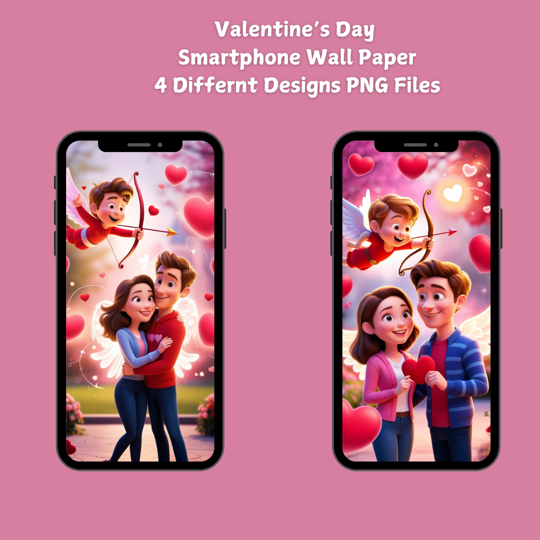 Valentine’s Day Smartphone Wallpaper Set – 4 Unique Designs