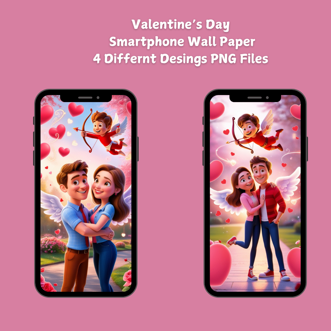 Valentine’s Day Smartphone Wallpaper Set – 4 Unique Designs