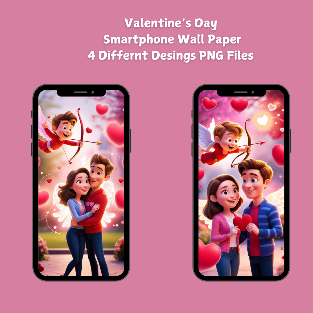 Valentine’s Day Smartphone Wallpaper Set – 4 Unique Designs