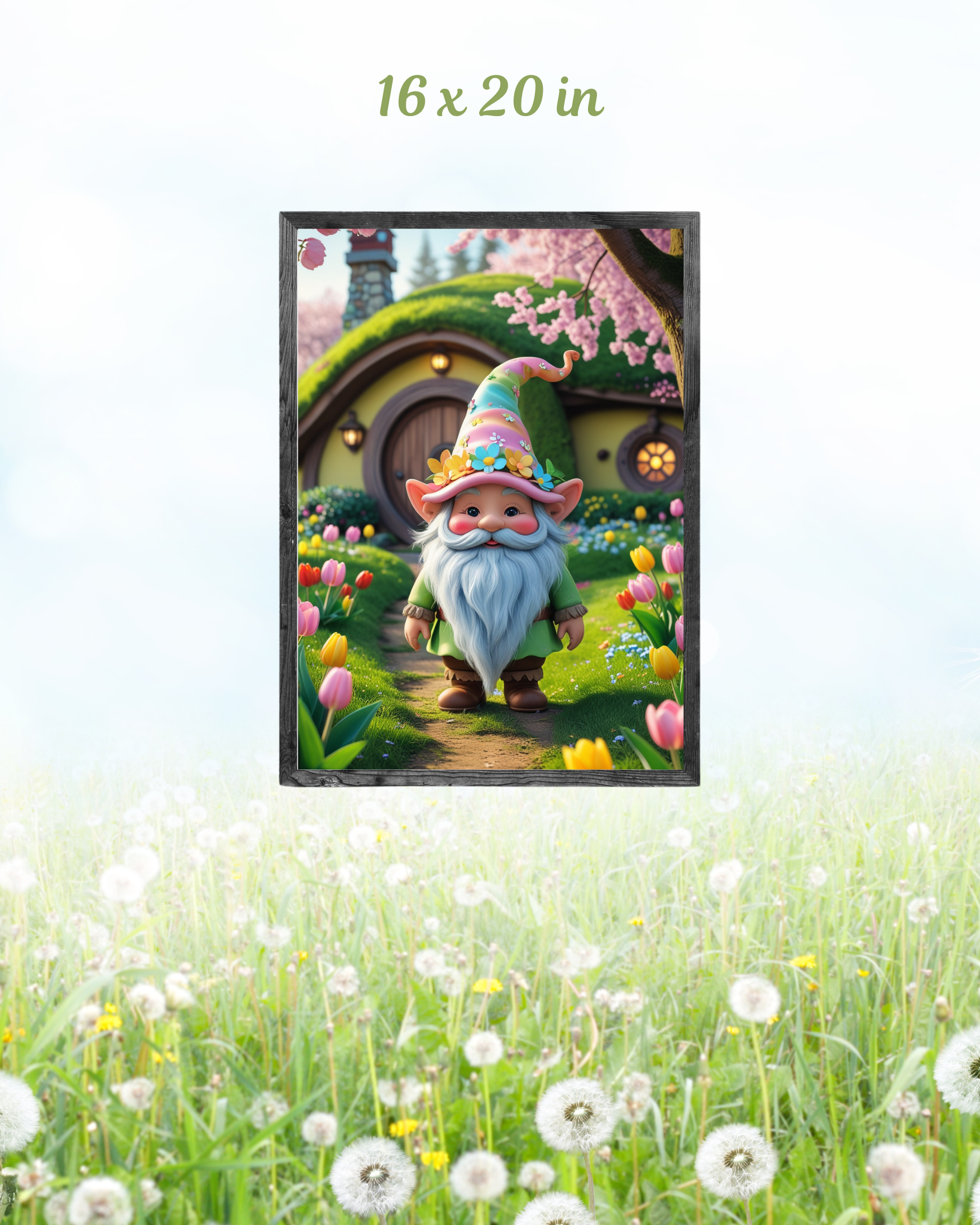 Whimsical Spring Gnome Wall Poster Set – Printable PDF (16x20 in) 