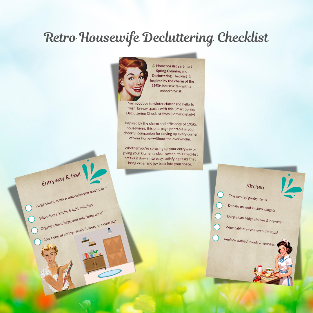 Retro Housewife Decluttering Checklist 