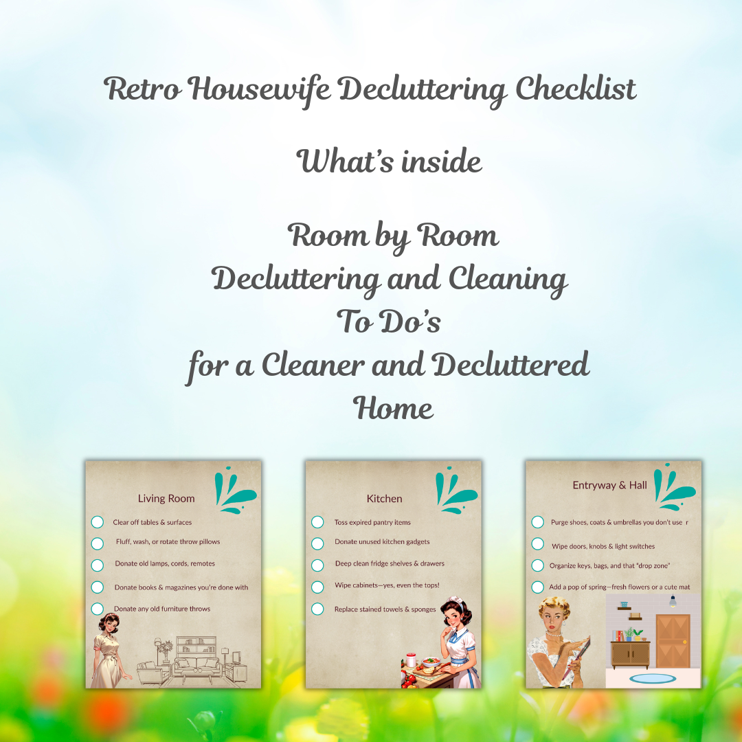 Retro Housewife Decluttering Checklist 