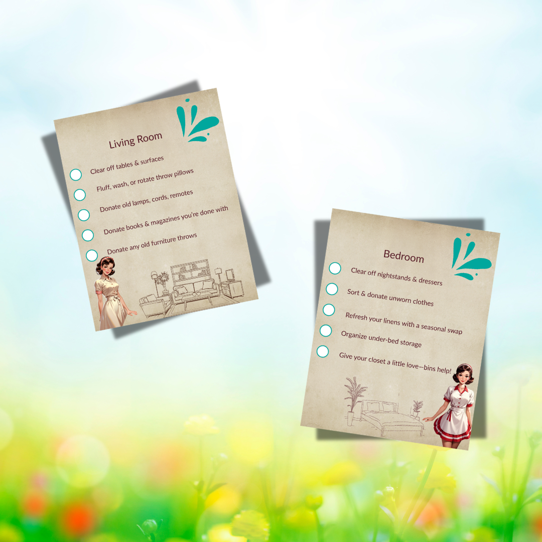 Retro Housewife Decluttering Checklist 