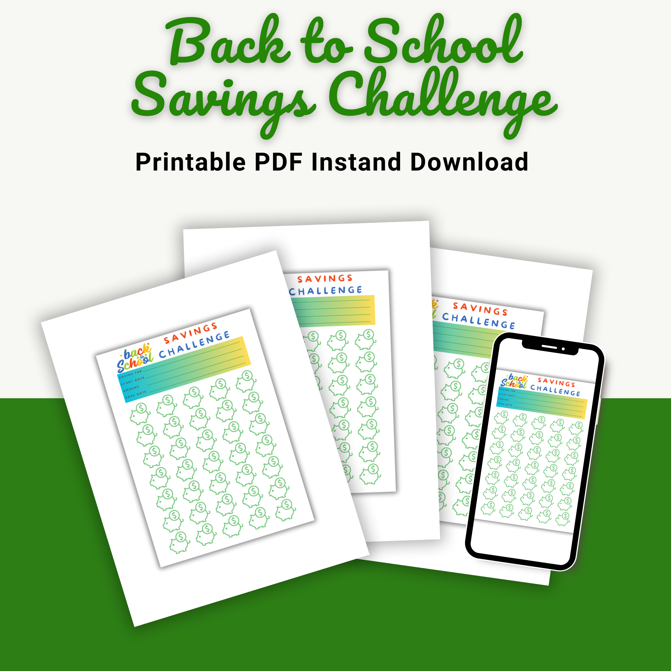 Back to School Savings Challenge - Printable PDF 