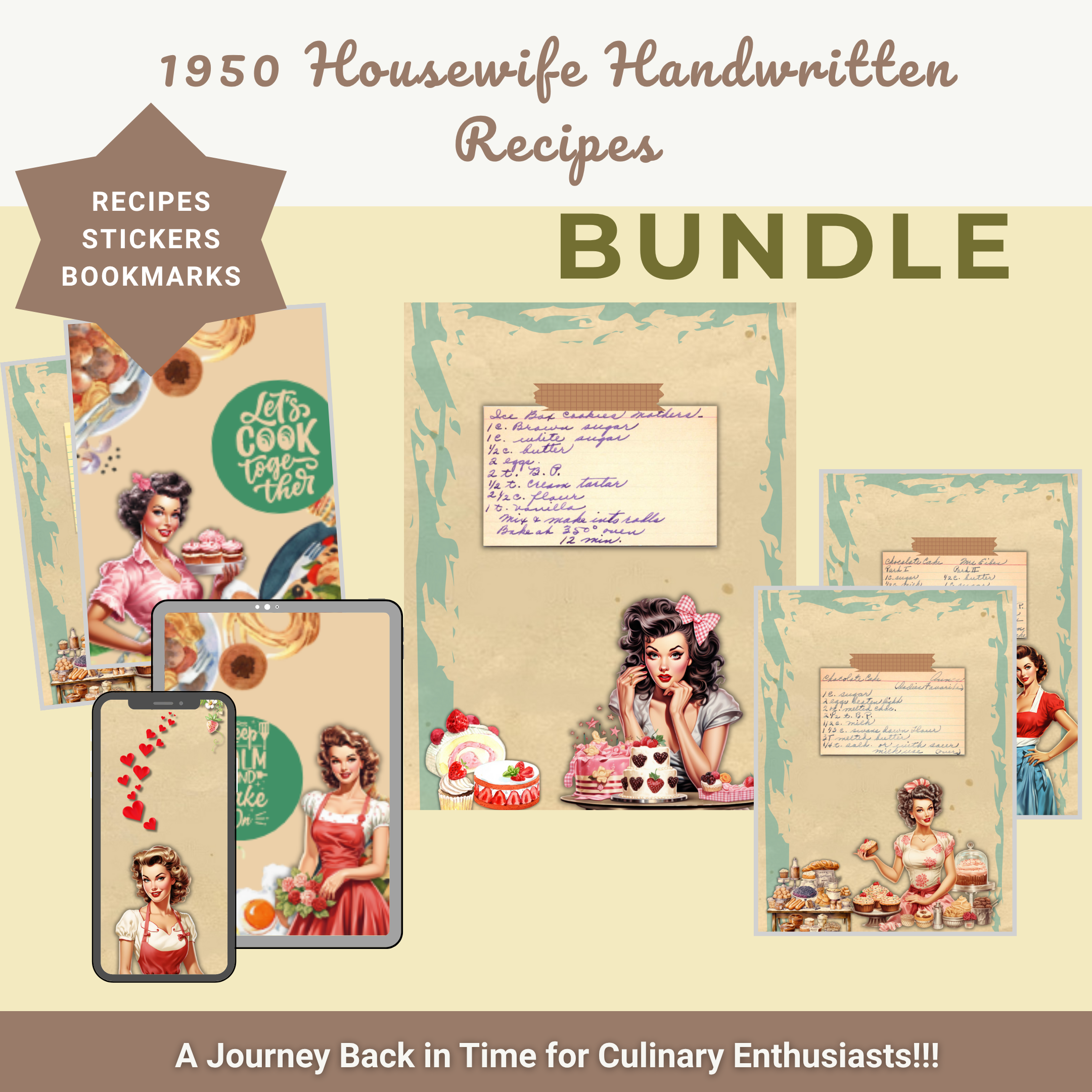 1950 Housewife Hand written Recipes Bundle