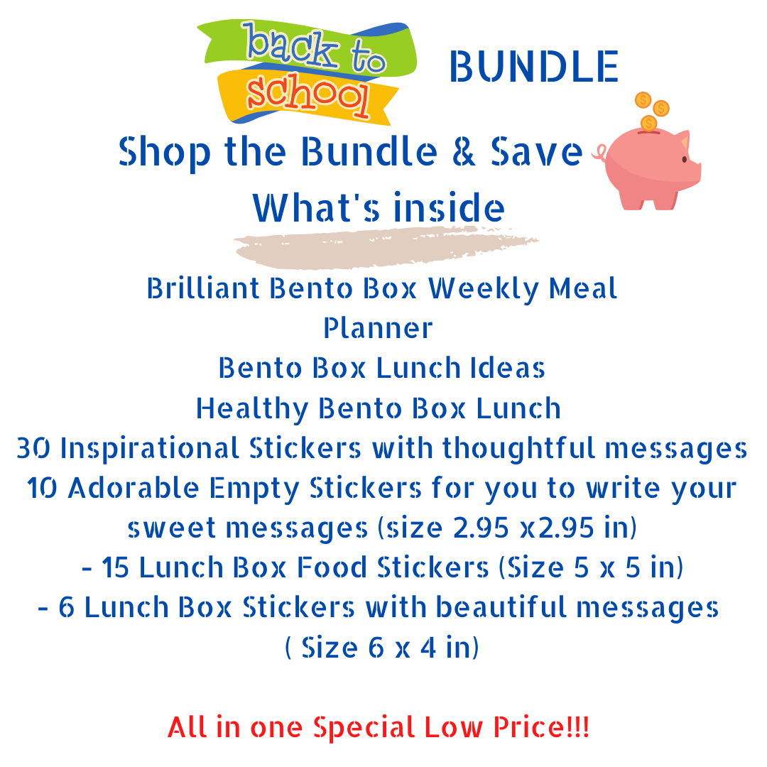 School Lunch Planner & Stickers Bundle Printable | Kids Meal | Printable