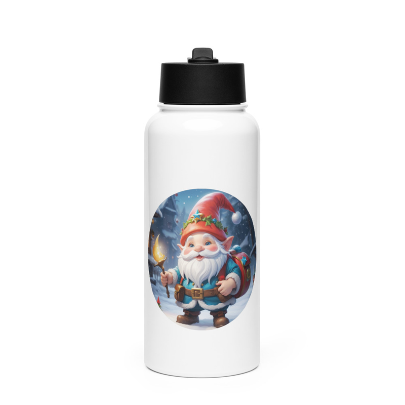 Christmas Gnome Stainless Steel Water Bottle with Straw Lid