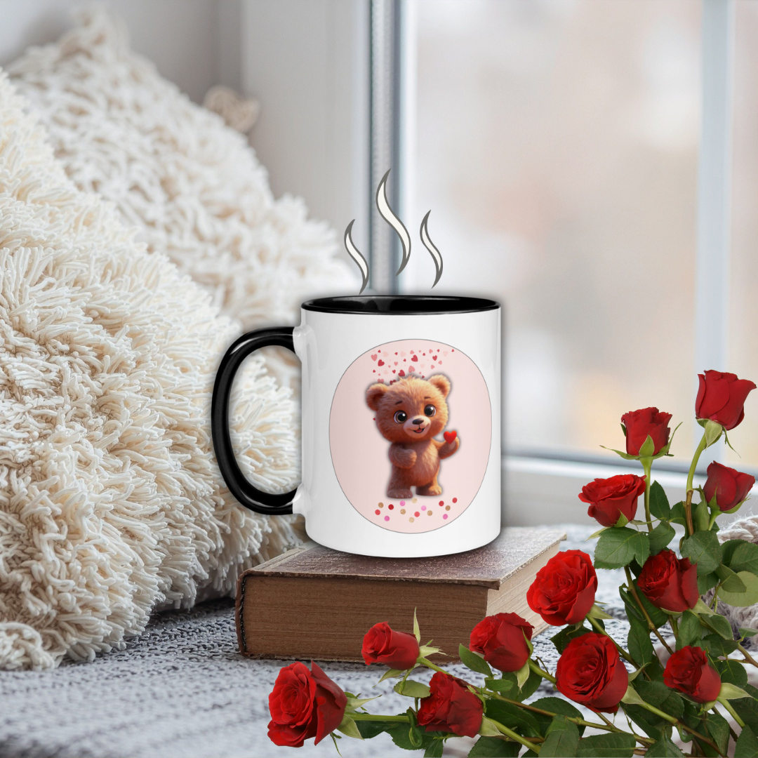 Valentine Teddy Bear Mug with Color Inside
