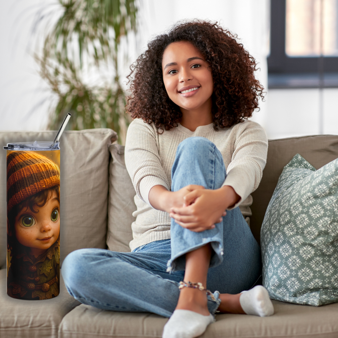 Whimsical Forest Gnome Tumbler Wrap – Full Wrap Autumn Fantasy Design