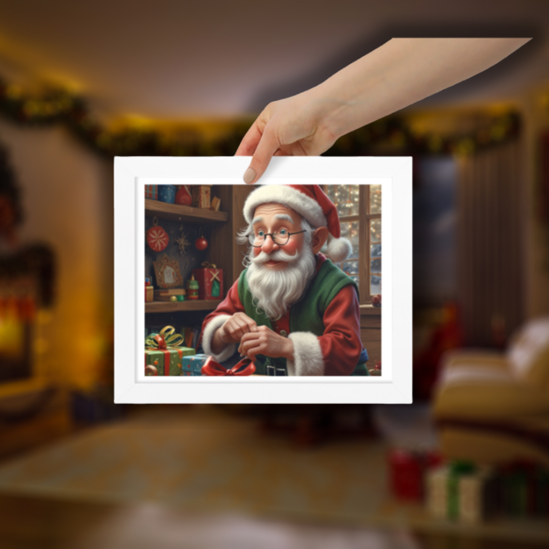 Santa’s Workshop Christmas Wall Art – 8x10" Framed Poster