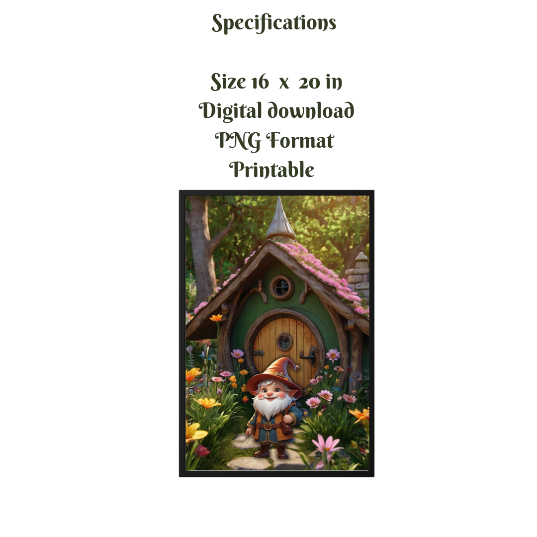 Whimsical Hobbit House & Gnomes Wall Art Set | Magical Autumn Home Decor