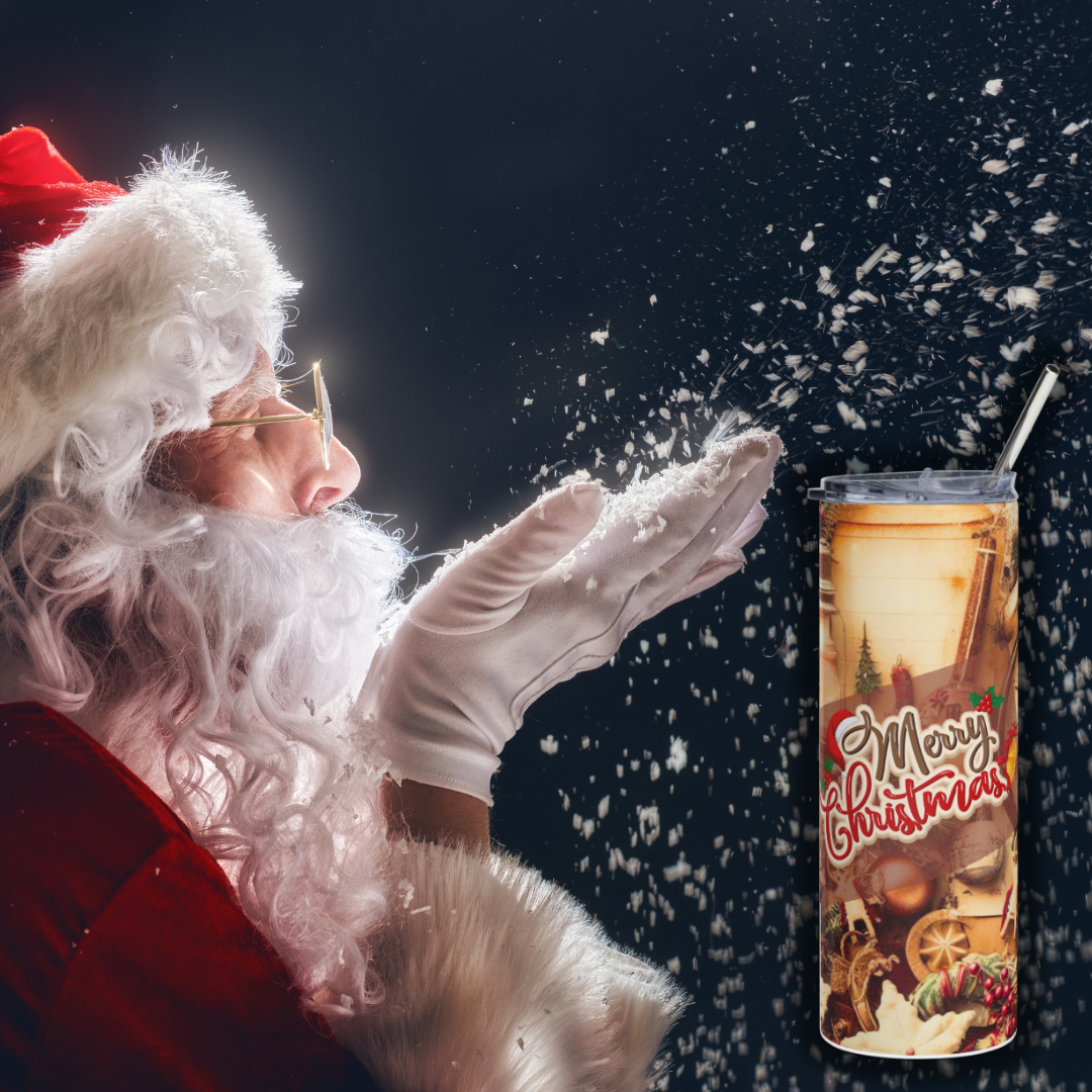 Merry Christmas Vintage Stainless steel tumbler