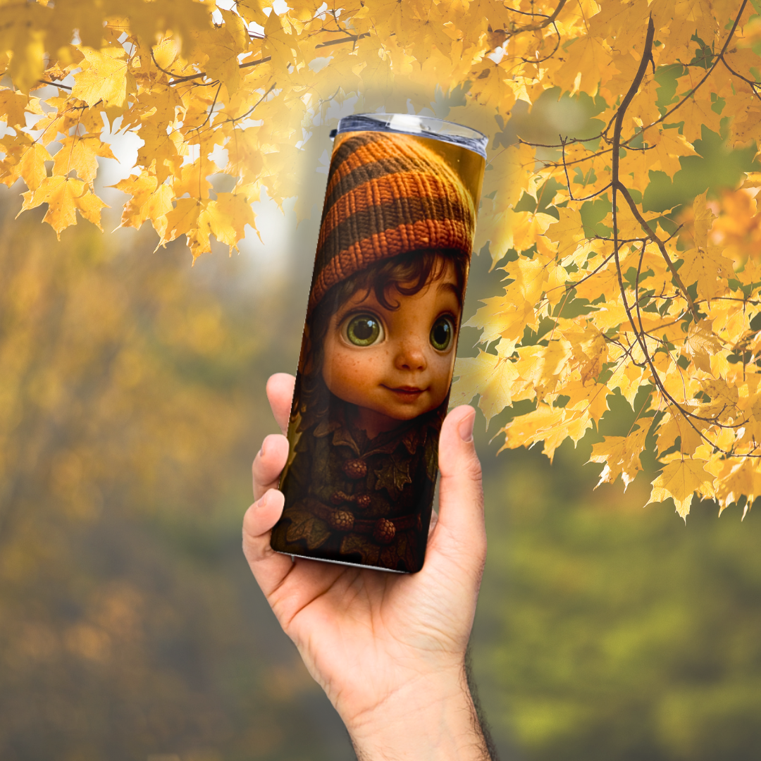 Whimsical Forest Gnome Tumbler Wrap – Full Wrap Autumn Fantasy Design