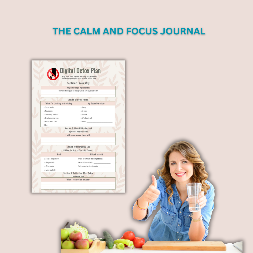 The Calm & Focus Journal – Cortisol Detox System for a Stress-Free Life (Instant Download)